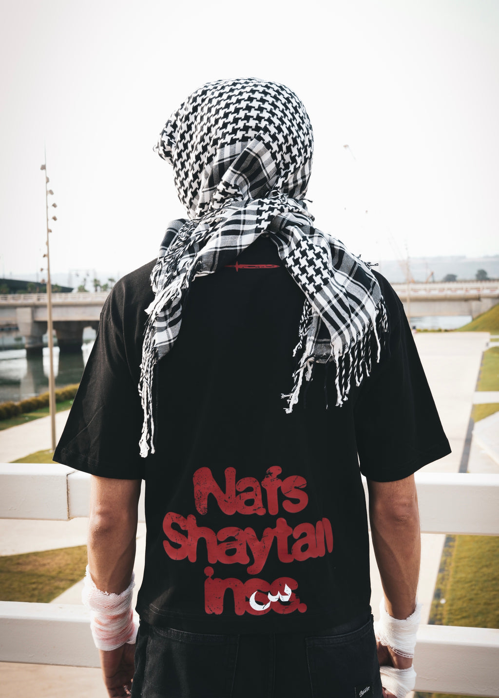 MTAYEF black oversized T-shirt with red graphic on the back