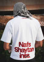 MTAYEF white oversized T-shirt with red graphic on the back